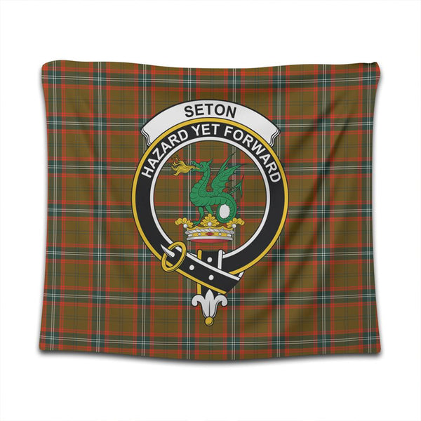Seton Hunting Modern Tartan Classic Crest Tapestry