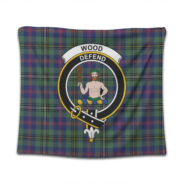 Wood Modern Tartan Classic Crest Tapestry