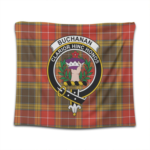 Buchanan Old Set Weathered Tartan Classic Crest Tapestry
