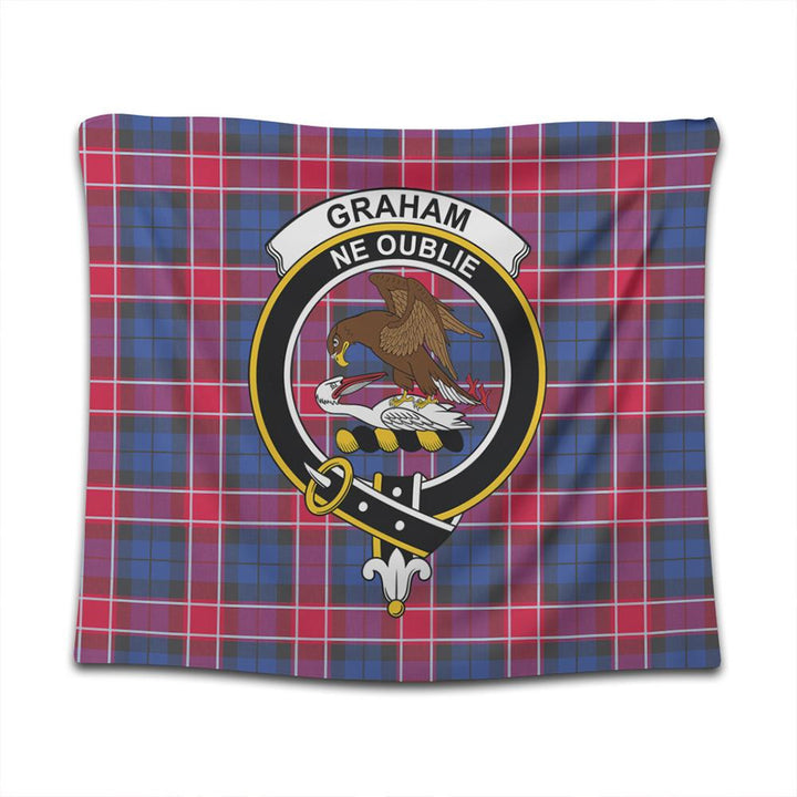 Graham of Menteith Red Tartan Classic Crest Tapestry