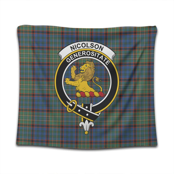 Nicolson Hunting Ancient Tartan Classic Crest Tapestry