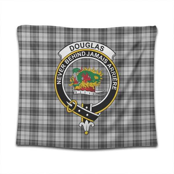 Douglas Grey Modern Tartan Classic Crest Tapestry
