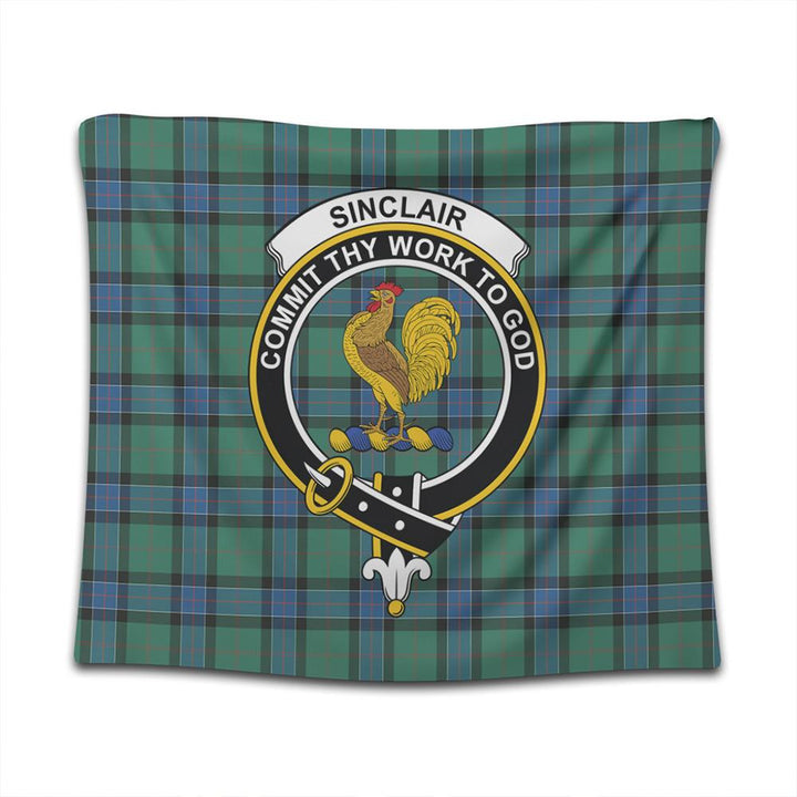 Sinclair Hunting Ancient Tartan Classic Crest Tapestry