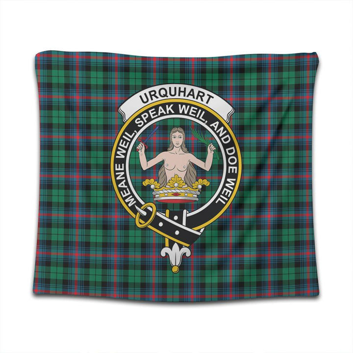 Urquhart Broad Red Ancient Tartan Classic Crest Tapestry