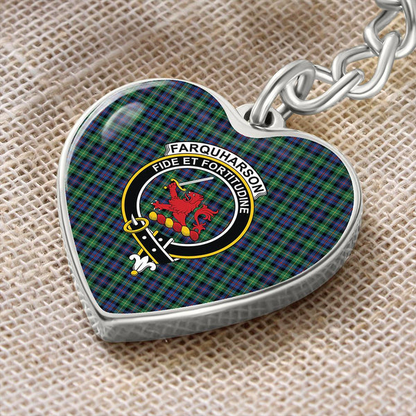 Farquharson Ancient Tartan Classic Crest Heart Keychain