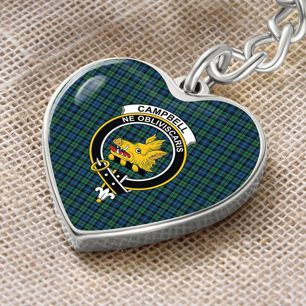 Campbell Ancient 02 Tartan Classic Crest Heart Keychain