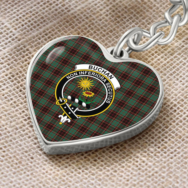 Buchan Ancient Tartan Classic Crest Heart Keychain