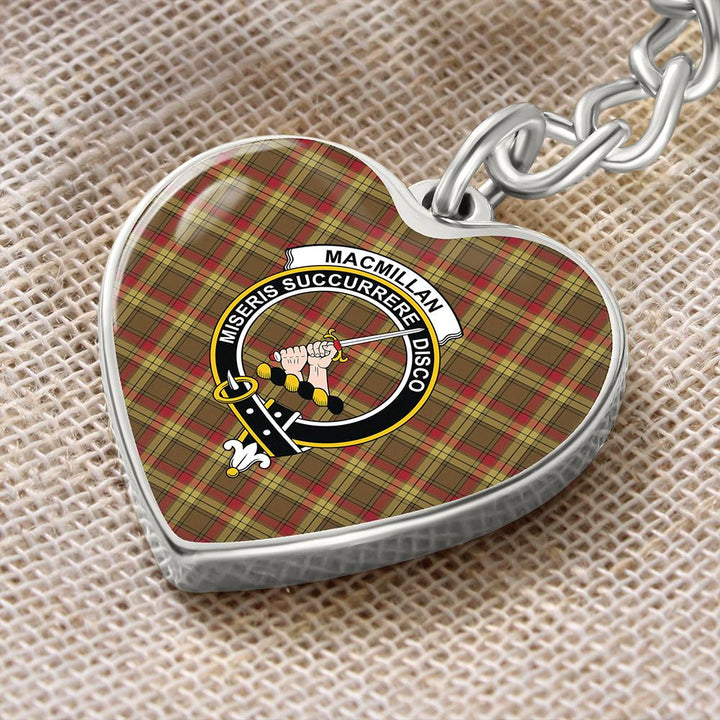 MacMillan Old Weathered Tartan Classic Crest Heart Keychain