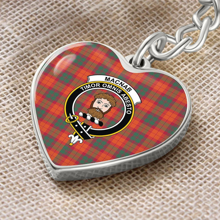 MacNab Ancient Tartan Classic Crest Heart Keychain