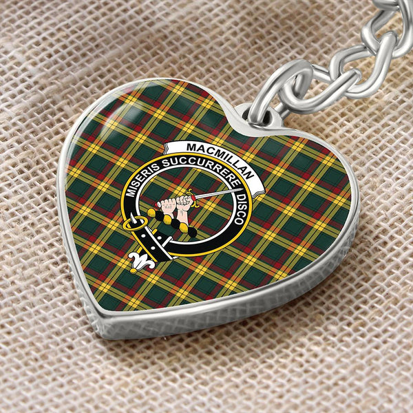 MacMillan Old Modern Tartan Classic Crest Heart Keychain