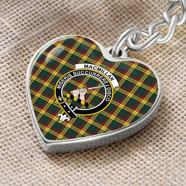 MacMillan Old Modern Tartan Classic Crest Heart Keychain