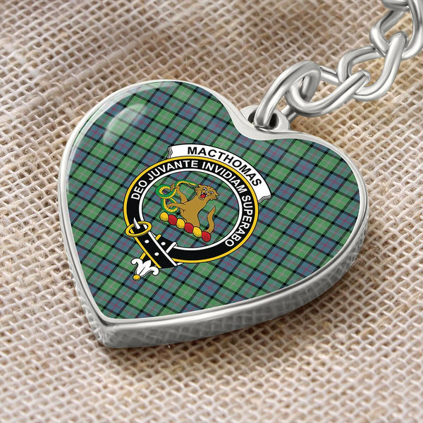 MacThomas Ancient Tartan Classic Crest Heart Keychain