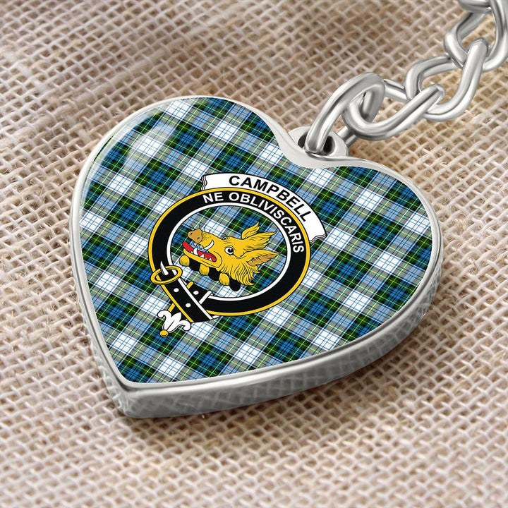 Campbell Dress Ancient Tartan Classic Crest Heart Keychain