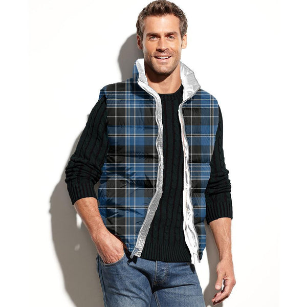 Clergy Blue Tartan Classic Puffer Vest for Men and Women