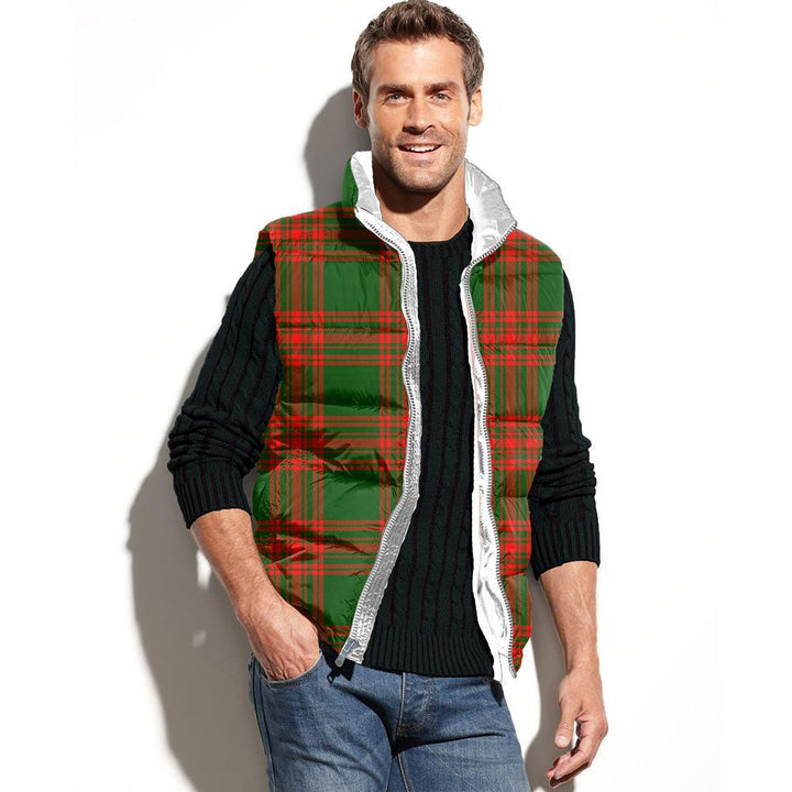 Menzies Green Modern Tartan Classic Puffer Vest for Men and Women