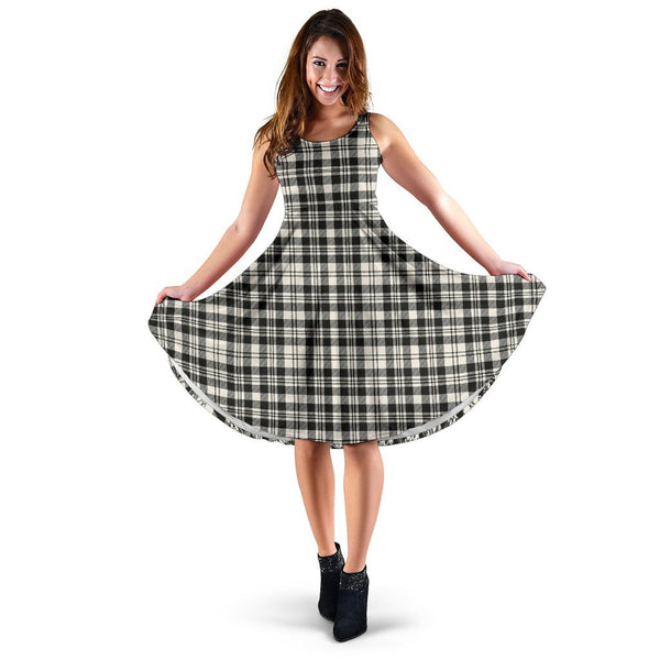 SCOTT BLACK & WHITE ANCIENT Tartan Classic Midi Dresses