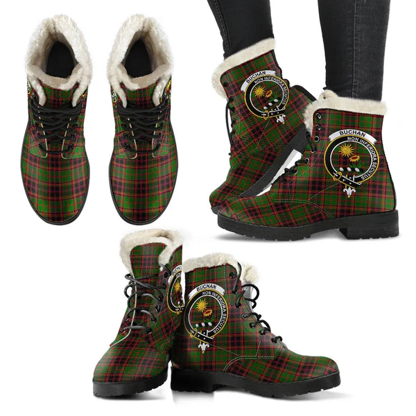 Buchan Modern Tartan Classic Faux Fur Leather Boots