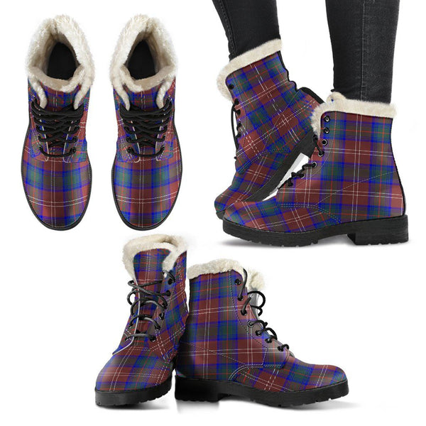 Chisholm Hunting Modern Tartan Classic Faux Fur Leather Boots