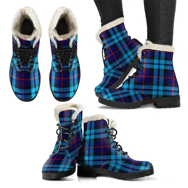 Mccorquodale Tartan Classic Faux Fur Leather Boots