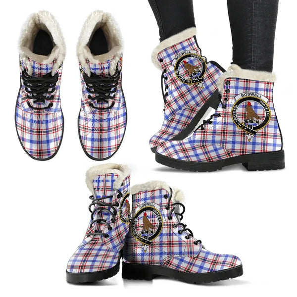 Boswell Modern Tartan Classic Faux Fur Leather Boots