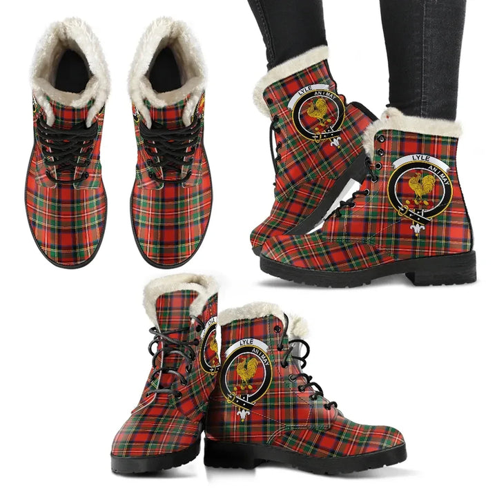 Lyle Tartan Classic Faux Fur Leather Boots