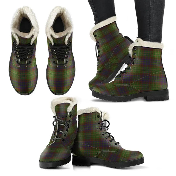Cunningham Hunting Modern Tartan Classic Faux Fur Leather Boots