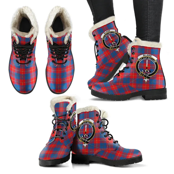 Blane Tartan Classic Faux Fur Leather Boots