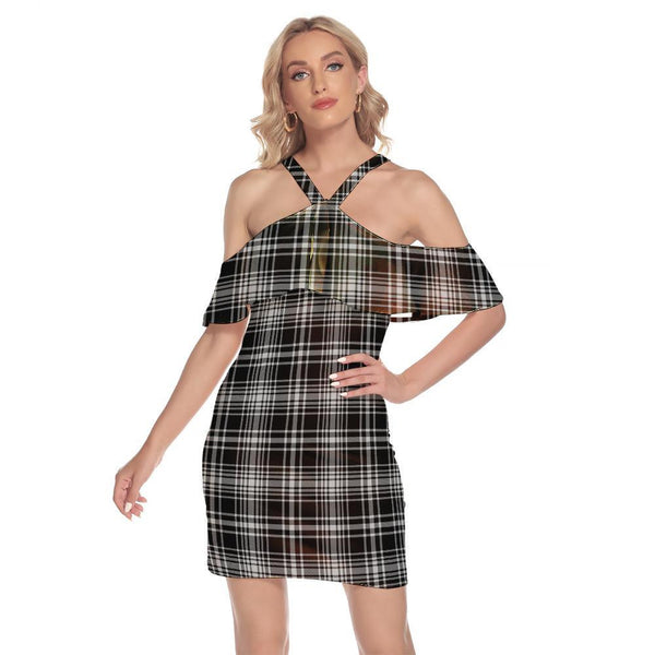 MacLean Black and White Tartan Classic Shoulder Cami Dress