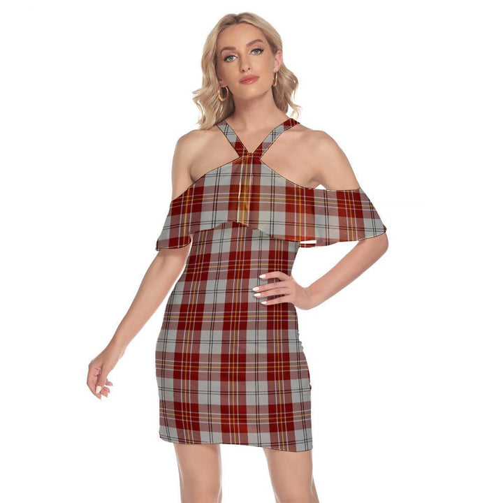 MacPherson Dress Burgundy Tartan Classic Shoulder Cami Dress