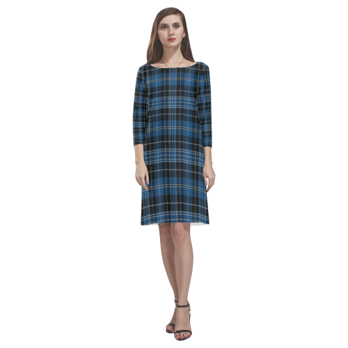 Clergy Blue Tartan Classic Round Neck Dress
