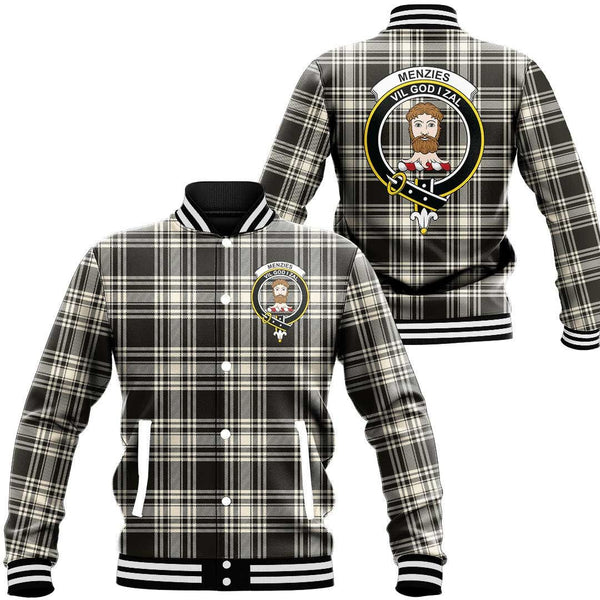 Menzies Black & White Ancient Tartan Classic Crest Baseball Jacket
