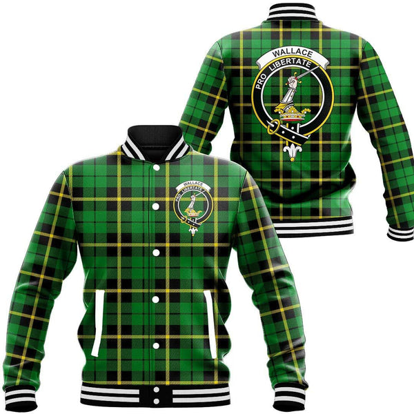 Wallace Hunting Green Tartan Classic Crest Baseball Jacket