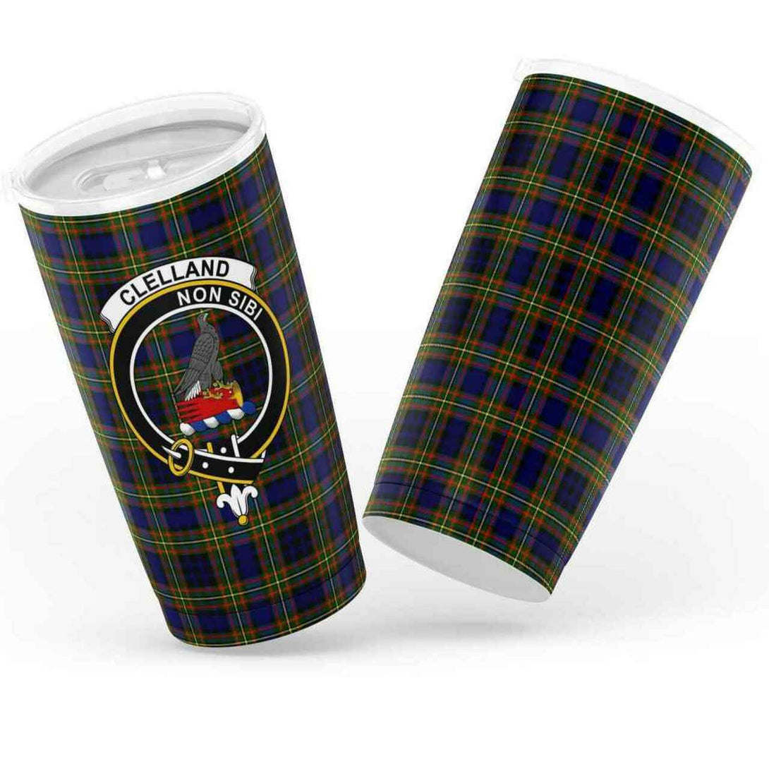 Clelland Tartan Crest Premium Quilt - Celtic Thistle Style