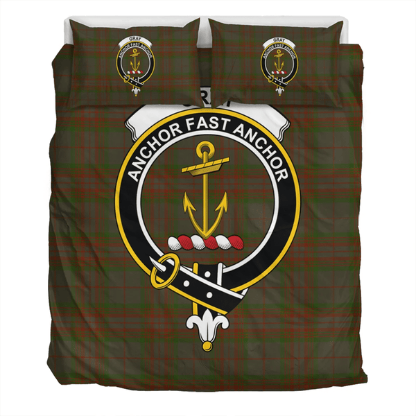 Gray Hunting Crest Tartan Bedding Set