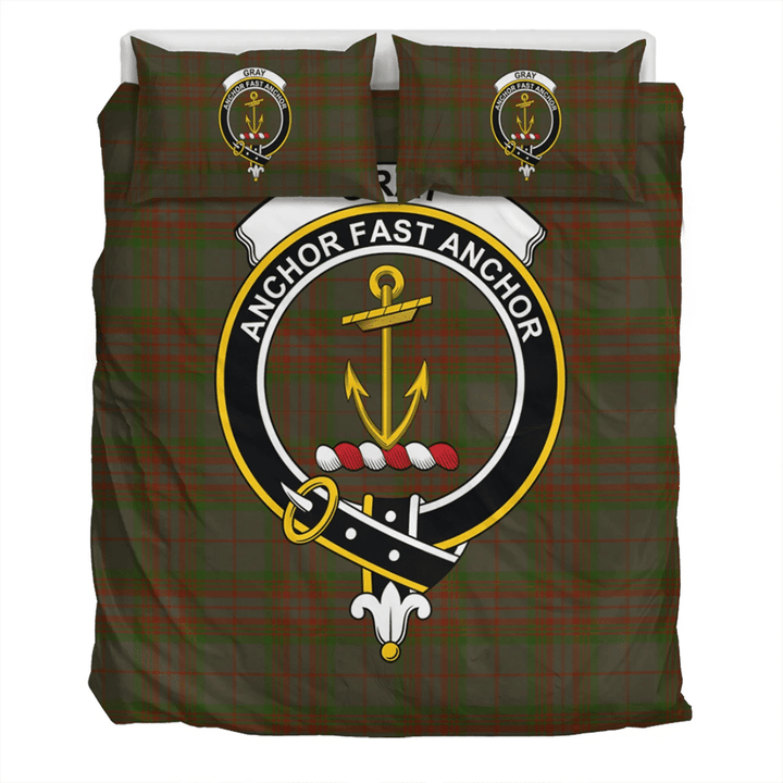 Gray Hunting Crest Tartan Bedding Set
