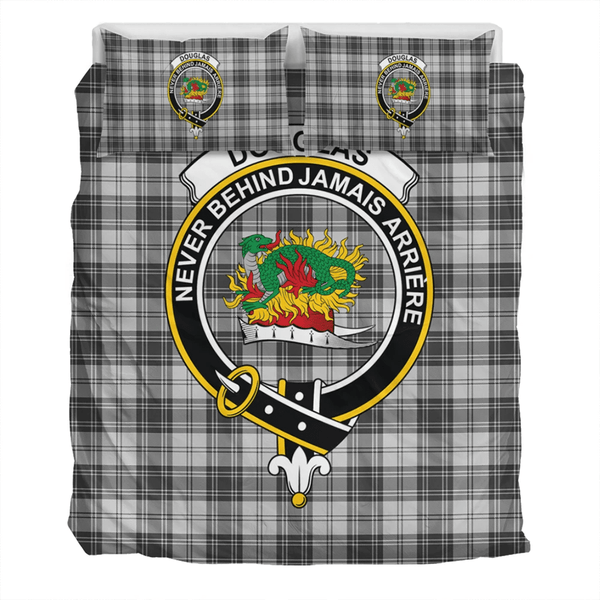 Douglas Grey Modern Crest Tartan Bedding Set