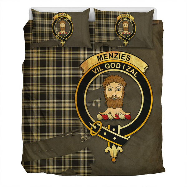Menzies Black & White Ancient Tartan Classic Crest Bedding Set