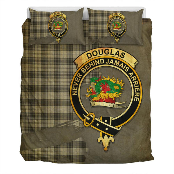 Douglas Grey Modern Tartan Classic Crest Bedding Set