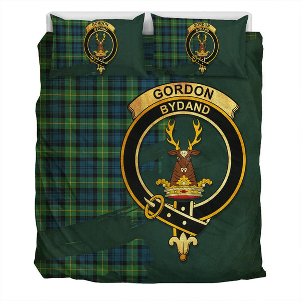 Gordon Ancient Tartan Classic Crest Bedding Set