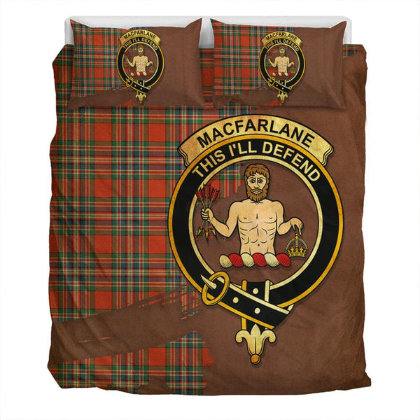 MacFarlane Ancient Tartan Classic Crest Bedding Set