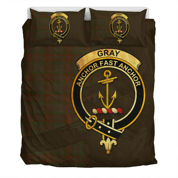 Gray Hunting Tartan Classic Crest Bedding Set