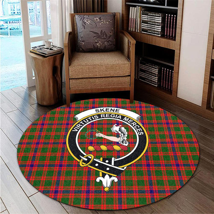 Skene Modern Tartan Classic Crest Round Carpet