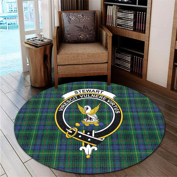 Stewart Hunting Modern Tartan Classic Crest Round Carpet