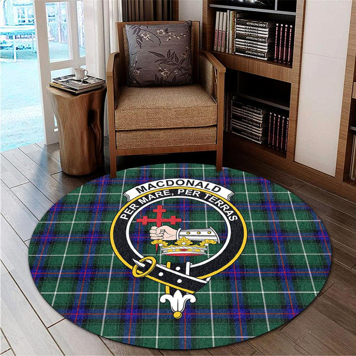 MacDonald of the Isles Hunting Modern Tartan Classic Crest Round Carpet