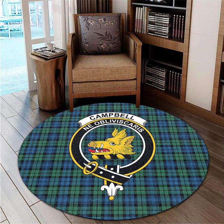 Campbell Ancient 02 Tartan Classic Crest Round Carpet