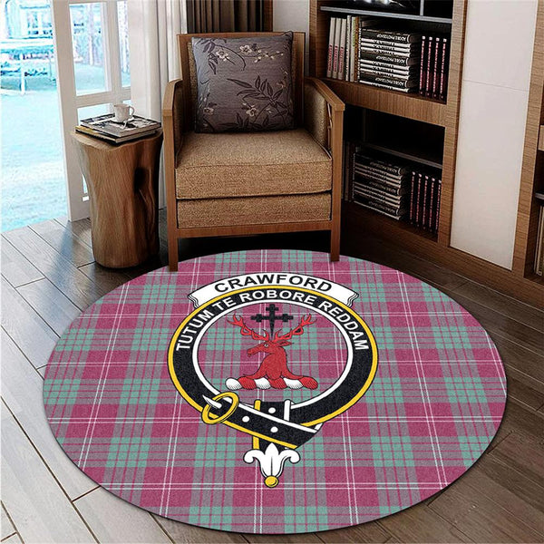 Crawford Ancient Tartan Classic Crest Round Carpet