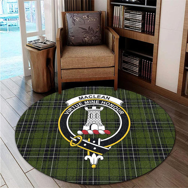 MacLean Hunting Ancient Tartan Classic Crest Round Carpet