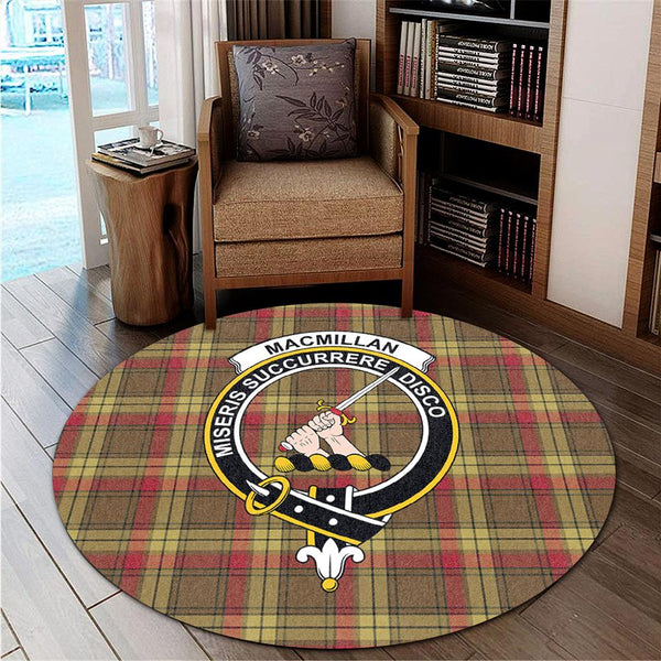 MacMillan Old Weathered Tartan Classic Crest Round Carpet