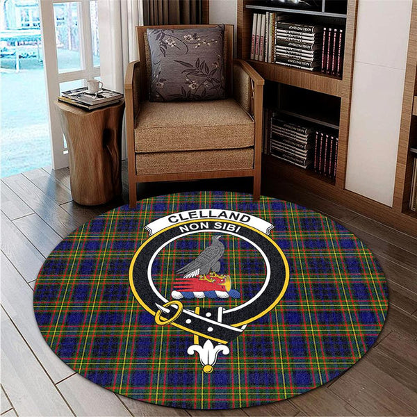 Clelland Modern Tartan Classic Crest Round Carpet