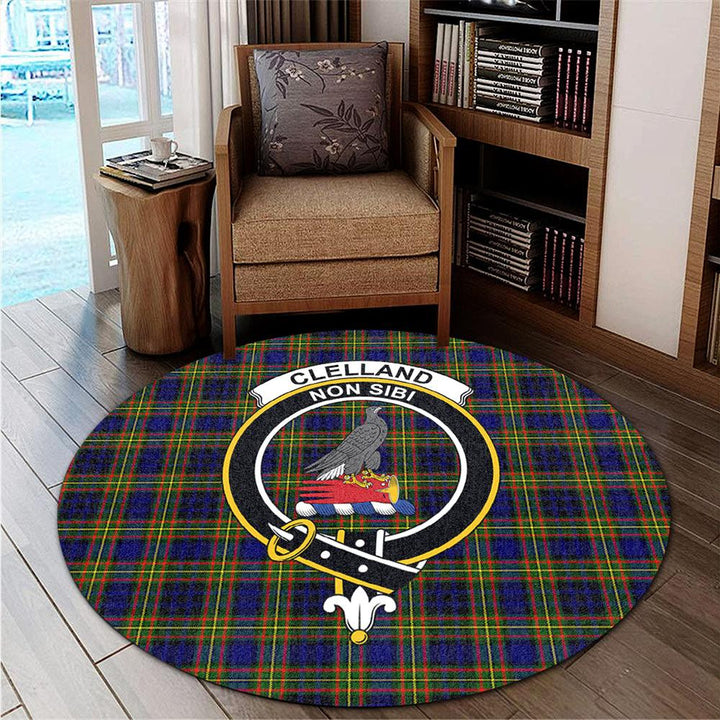 Clelland Modern Tartan Classic Crest Round Carpet
